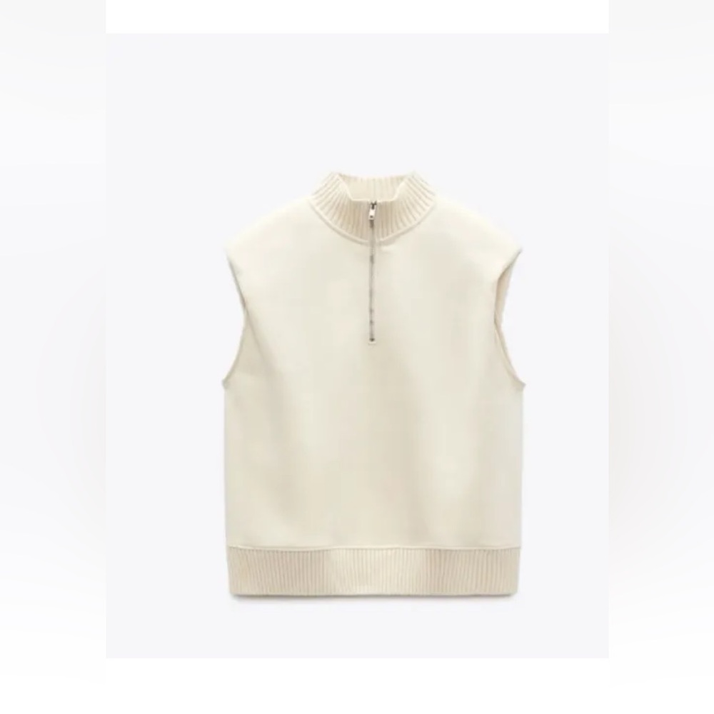 Zara, Vest with Shoulder Pads, Cream color Size S